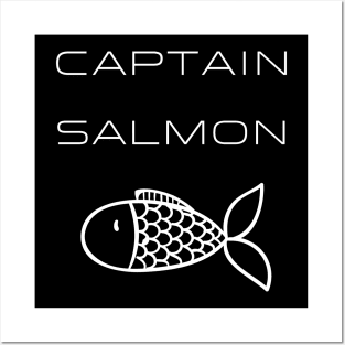 Captain Salmon Typography White Design Posters and Art